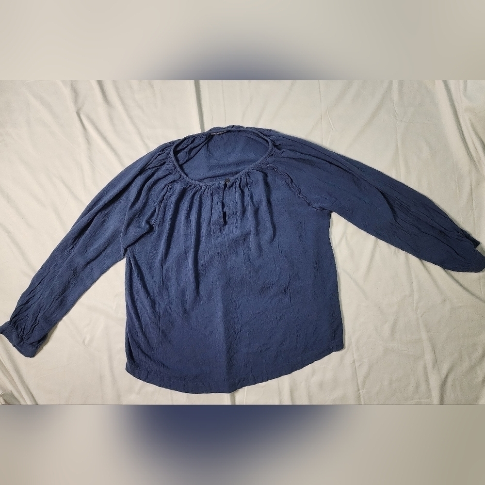 A.N.A Women Top Keyhole Bijou Blue Pleated Blouse XXL - Picture 8 of 8